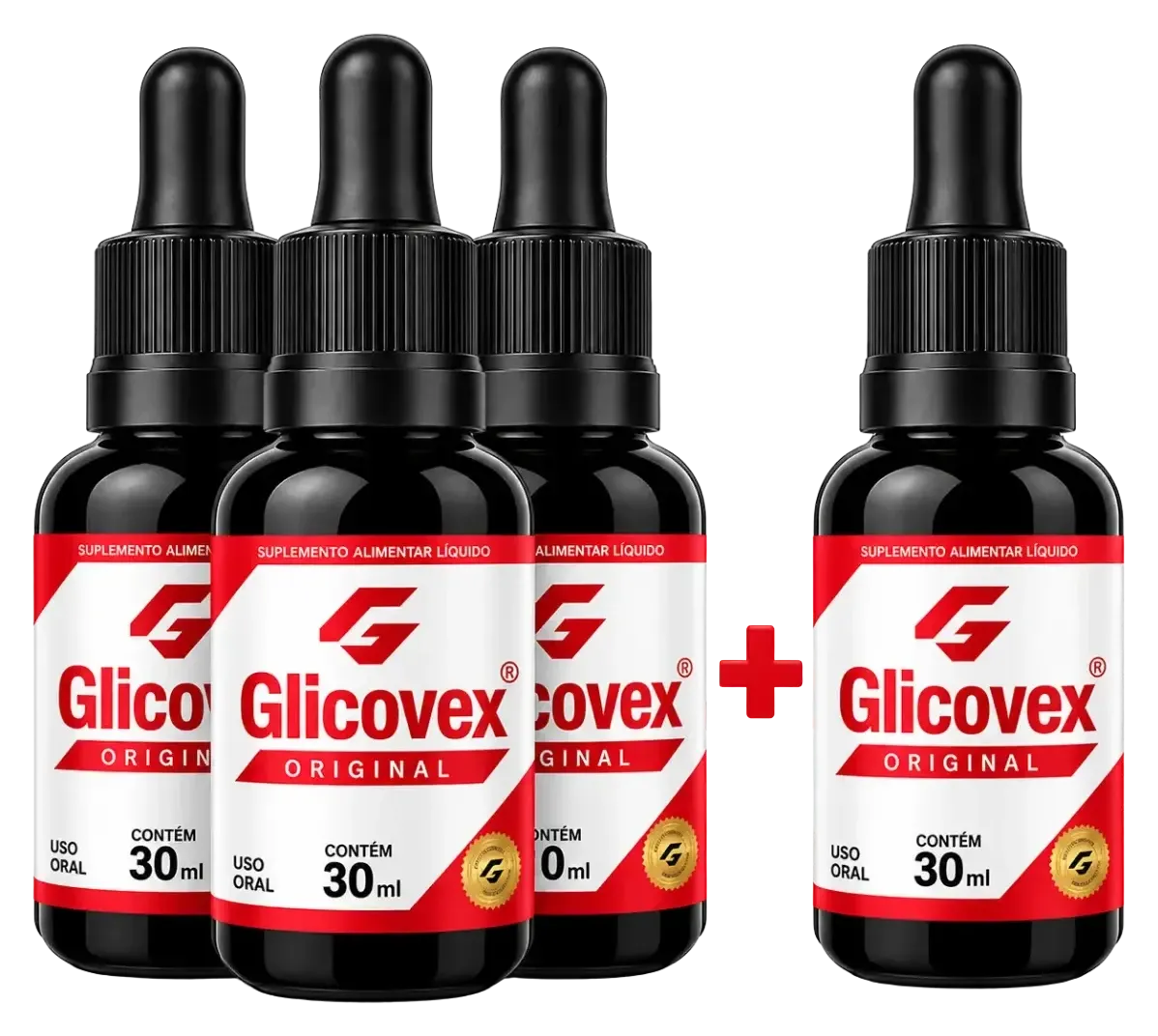 Kit Glicovex Original com 4 frascos de 30 mL