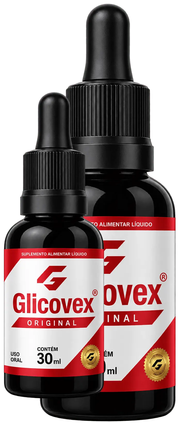 Dois frascos de Glicovex Original de 30 mL com conta-gotas